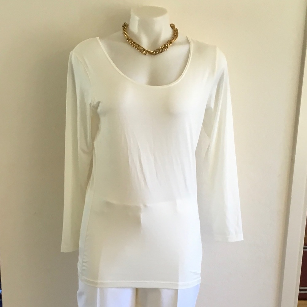 UNIQLO Off White Heattech Scoop Neck T -Shirt SzXL